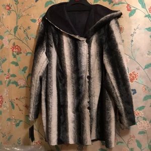 NWT Reversible Adrienne Landau faux fur jacket 2x